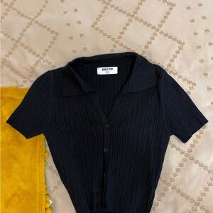 Double Zero Midnight Ribbed Knit Top